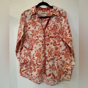 Rachel Zoe 100% Linen Paisley Blouse Women’s M Oversized Parisian Boho Summer